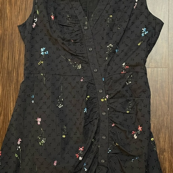 Parker Candy Ruched Floral Embroidered High Low Dress In Black Gigi 8 - Picture 5 of 16